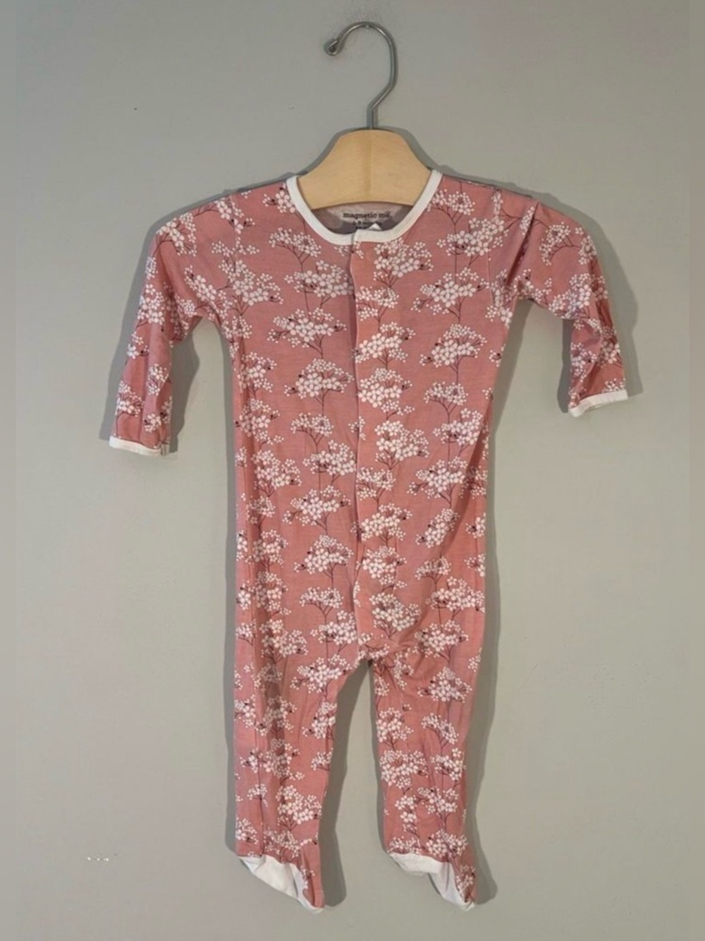 $21 ADD ON Magnetic Me Footie Baby Modal Romper Floral 6-9M KYTE BABY CADEN LANE